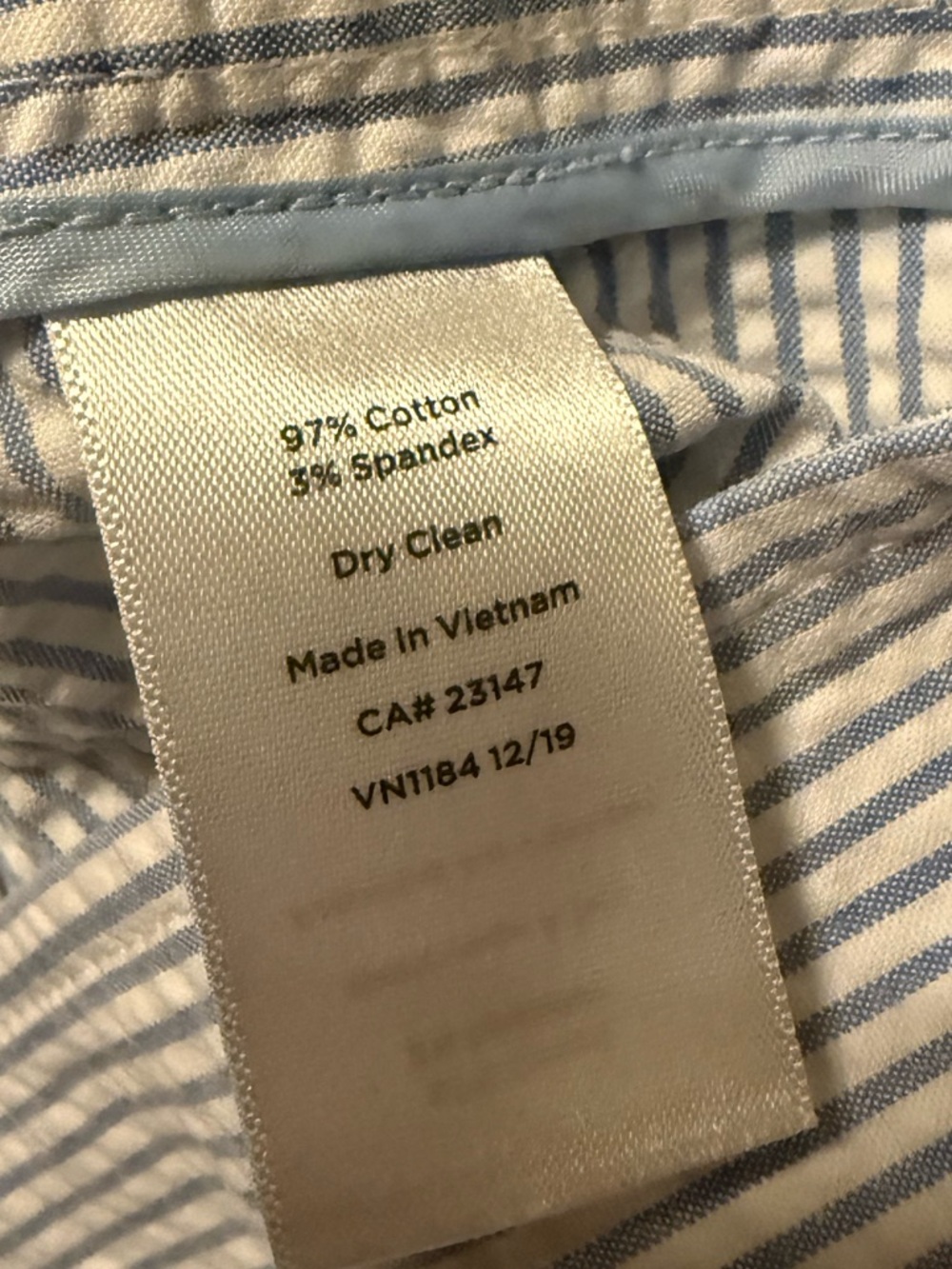 SOLD Talbots Blue White Seersucker Stripe Ankle Pants High Rise Coastal  12 - Picture 7 of 8